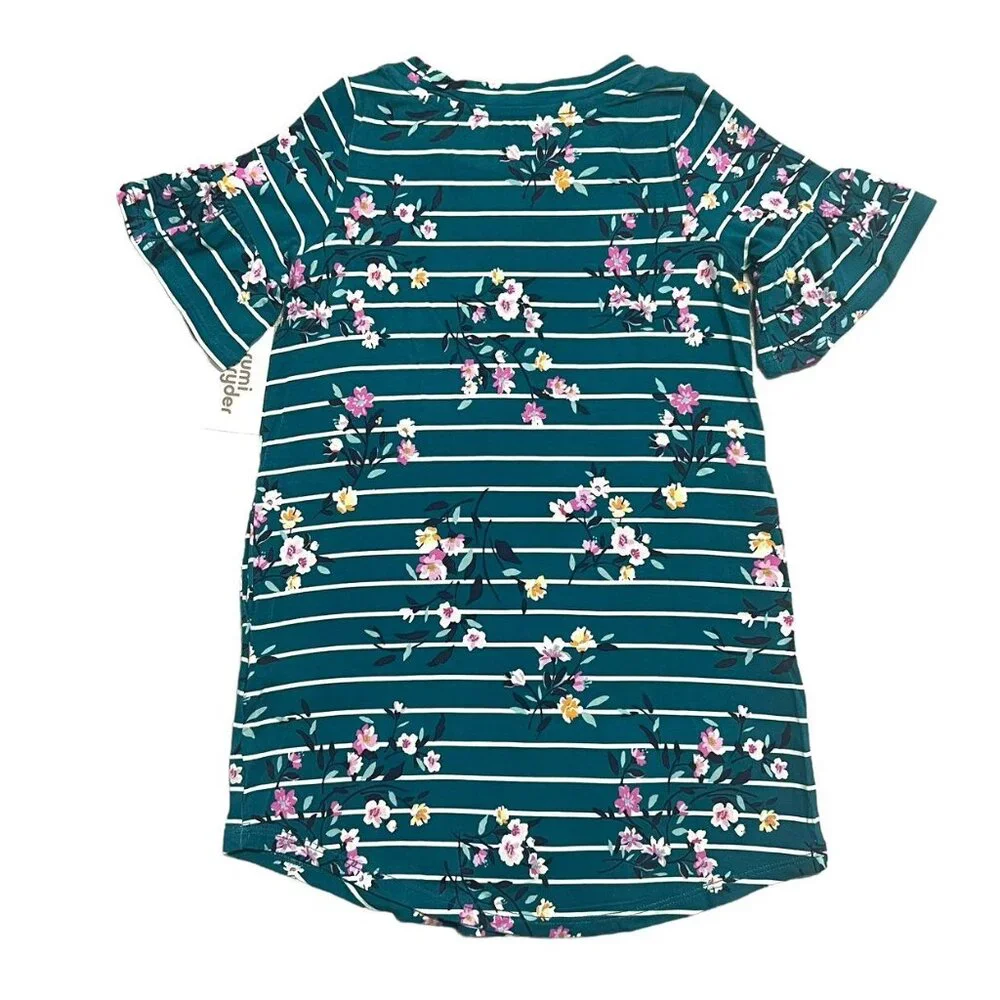 NEW Rumi + Ryder XS (4-5Y) Teal Striped Floral Dress